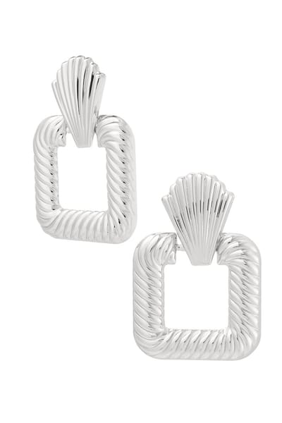 Oorbellen shiny vierkant - zilver