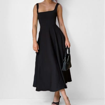 Nieuwe Dameskleding, Eenvoudige en Elegante Mouwloze Sexy Backless Jurk M zwart