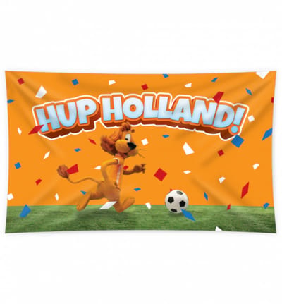Vlag Loeki de Leeuw - WK voetbal 2022 - Nederlands elftal - Hup Holland! - 90 x 150 cm - Polyester - oranje
