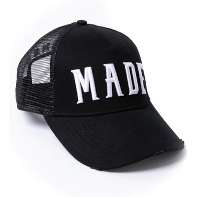 Milliner Black Distressed Cotton Trucker Made 3D Embroidered
