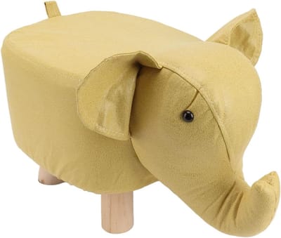 Dieren Voetenbankje - Opstapkruk Krukje - Ontspanning Zitten - Stevig Grenenhout Frame - 30x25x24 cm - Geel