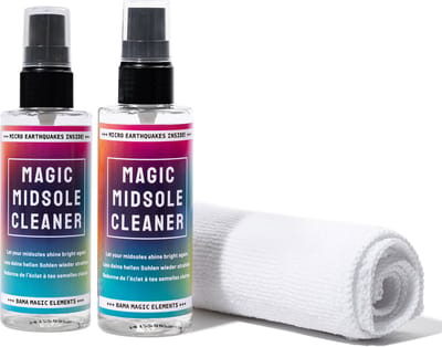 Bama Magic Midsole Cleaner Starter Set, 2x Magic Midsole Cleaner + 1x doekje gratis, reinigingsspray voor zolen, biologisch afbreekbare sneaker cleaner, op waterbasis, Oeko-Tex® gecertificeerd, kleurloos, 2x100 ml + 1x doekje gratis - 200_ml