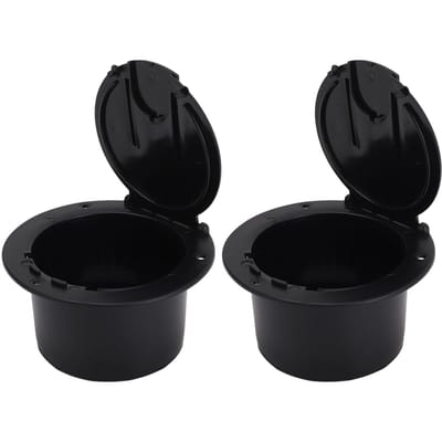 2 Sets RV Elektrische Kabelklep ABS Ronde Stroomkabelklep voor Elektrische Componenten black