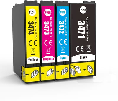 Inktcartridges Geschikt voor Epson 34XL | Multipack 4 stuks Geschikt voor Epson WorkForce Pro WF-3720, 3720 -DWF, WF-3725-DWF
