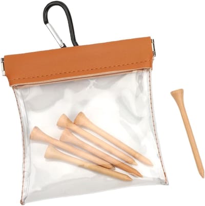 Doorzichtige Golf Tee Tas Met Carabinerhaak - Snelsluiting Van Pvc - 12x12 Cm - Geschikt Voor Houten En Plastic Golf Tees - Zonder Tees