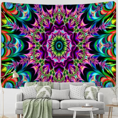 Fluorescerende Oog des Doods Wandkleed Hanger Hekserij Psychedelisch Abstract Horror Woonkamer Achtergronddoek Huisdecoratie 95x70cm purple