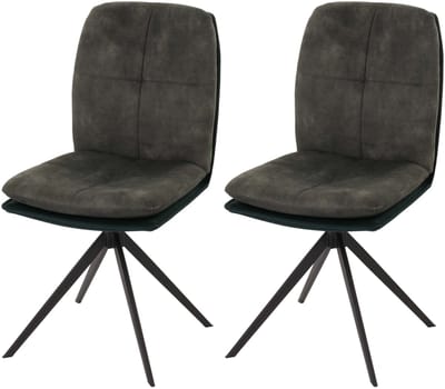 Set van 2 eetkamerstoelen MCW-M68, keukenstoel met rugleuning, draaibaar, automatische positie, metaal, stof/textiel ~ groen