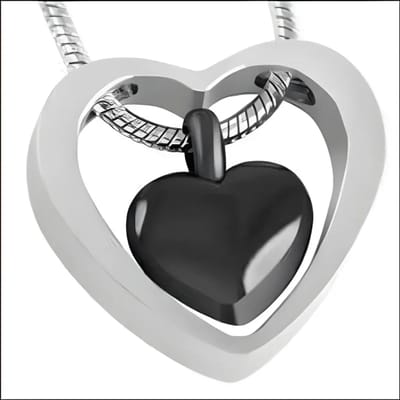 Aramat Jewels | Gedenkhangers | Zwart Hartje Stalen Crematiehanger – Gedenksieraad Zonder Ketting | | | |20mm | Staal | Volwassenen | Verkleurd niet