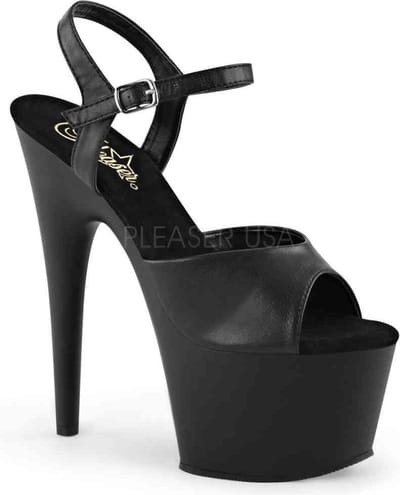 Pleaser - ADORE-709 Sandaal met enkelband, Paaldans schoenen - Paaldans schoenen - 44 Shoes - Zwart