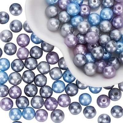 100 Stuks 8mm Zilver-Grijze Gemixte Parels van Glas voor Sieraden Maken en Creatieve Knutselprojecten