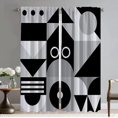 Geometrie Verduisteringsgordijn voor Kamer 2 Panelen Halloween Decoratie Shades Moderne Woonkamer Gordijnen Scheidingsgordijn Tule voor Slaapkamer W50xH70cmx2pcs-CL white