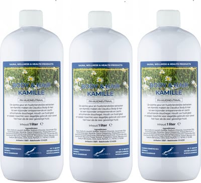 Body & Hair Kamille - 1 liter - set van 3 stuks - 2 in 1 voor lichaam en haar.