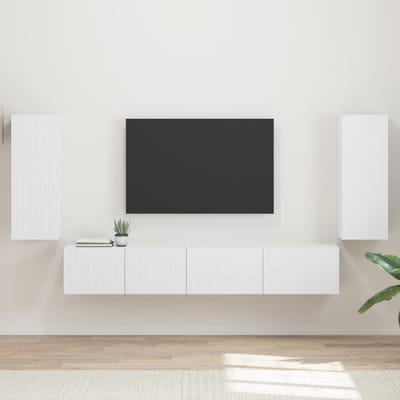 vidaXL Tv-meubelset 4 st Wit Bewerkt hout
