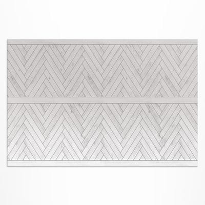 Wallfluent Vinyl Buitenkleed - Buiten Tapijt Visgraatplanken, Licht Parket - 60 x 90 cm - Rechthoek Antiallergisch PVC Kleed - Grijs Weerbestendig Vloerkleed - Textuur Minimalistisch Buitenkleed - Geschikt Voor Binnen En Buiten