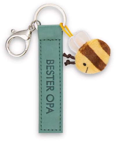 NICI sleutelhanger Beste Opa kunstlederen band groen 10cm met bij