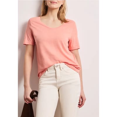 Basic Shirt met V-hals in effen kleur