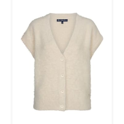Red Button vest SRB5116 Sleeveless Fuzzy - Cream