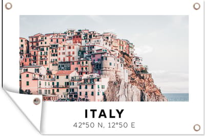 Muurdecoratie Cinque Terre - Italië - Amalfi - Zee - 180x120 cm - Tuinposter - Tuindoek