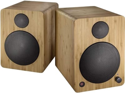 Compacte 2.0 Actieve Boekenkast Speakers met Bluetooth en Digitale Ingang - Bamboe Afwerking
