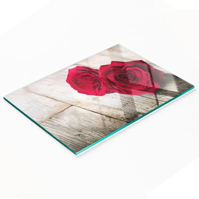 Multifunctionele decoratieve glazen snijplank voor de keuken, rozen op hout, 80x52 cm
