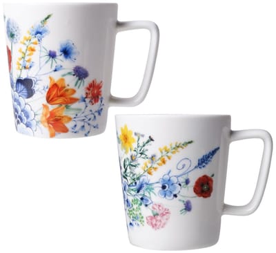 Koffiemok Wildbloemen set van 2 - 145 ml/Heinen Delfts Blauw/cadeau set