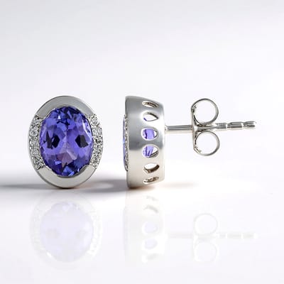 AAA Tanzaniet Witgouden Oorbellen, Tanzania 2.34 ct