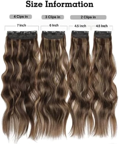 Clip-in Haarextensies - 24 Inch Golvend Synthetisch Haar