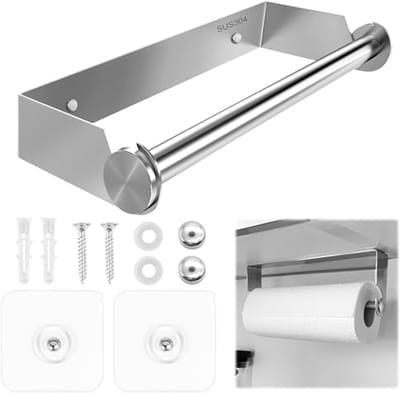 Thijox - Keukenrolhouder zonder boren, roestvrij staal, keukenrolhouder, huishoudelijke rollenhouder, praktische wandhouder, geen gaten boren, sterke