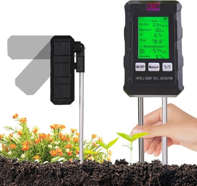 6-in-1 digitale bodemtester voor PH, vocht, temperatuur, vruchtbaarheid, zonlicht en luchtvochtigheid