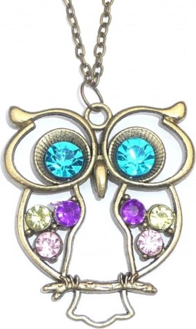 Rhylane – Lange Uil Ketting Steentjes – Cadeau Sieraden – Vrouwen – Ketting Met Hanger – 70 cm / 4 bij 4.5 cm
