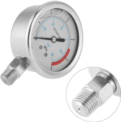 Dailygoods- Luchtdrukmeter 0-60Bar - Manometer Waterdruk - 60mm Wijzerplaat - 1/4 Inch NPT - Metalen Behuizing - Draagbaar