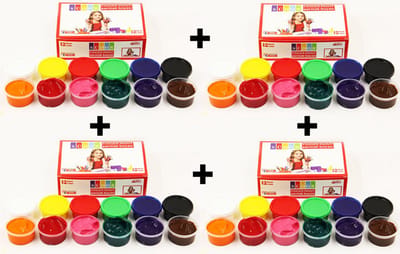 4 x 12 kleuren vingerverf | Niet-giftige hobbyverf | Vrij van parabenen, glutenvrij, lactosevrij en veganistisch, overschilderbaar met penseel en vingers