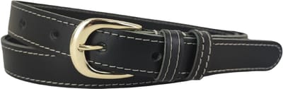 Vrouwen Riem | Dames Riem | Leren Riem | Lederen Riem | Kleur: zwart | Gouden Gesp | 2,5cm breed | Riemmaat: 85cm (totale lengte: 100cm) | 100% echt leer | Nikkelvrije gesp