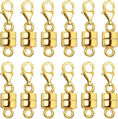 Magnetische ketting sluitingen met kreeft gesp, 14K goud en zilver magnetische sieraden sluitingen voor kettingen extender magnetische sluiting armband sluitingen-12 stks Goud