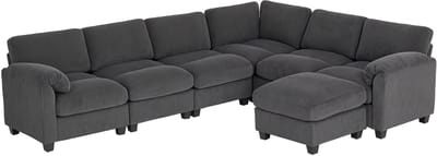HOMCOM Hoekbank-Polyester, Schuim-292L x 224B x 85H cm-Donkergrijs