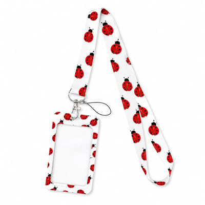 Travel Cords - Keycord met Badgehouder & Telefoonkoord – 3-in-1 Lanyard – Lieveheersbeestje – Afneembare Pashouder – ID Kaarthouder – Telefoonkoord