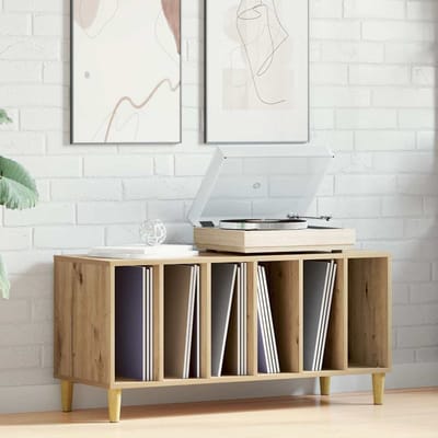 vidaXL - Platenkast - 100x38x48 - cm - bewerkt - hout - artisanaal - eikenkleur