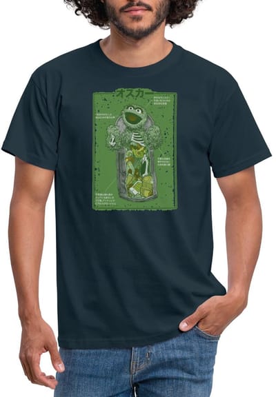 Sesamstraat Oscar Anatomie Vuilnisbak T-Shirt Heren