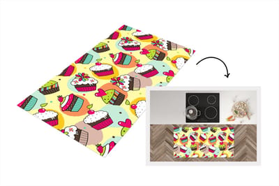 Keukenloper - Loper keuken - Meisjes - Cupcake - Patronen - 120x60 cm - Keukenloper vinyl