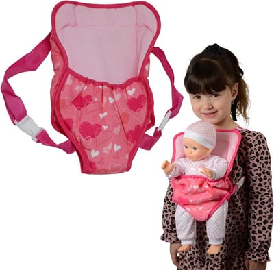 Poppen Draagzak - Poppen Rugzak - Poppen Verzorgen - Verstelbare Bandjes - Tot 51 cm - Roze