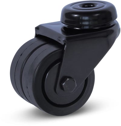 Zwart dubbel zwenkwiel met centraal gat - 50mm - 90kg