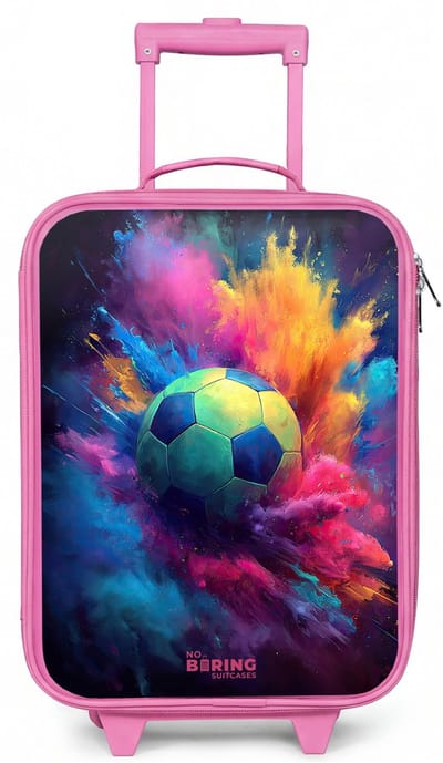 NoBoringSuitcases.com® - Kinderkoffer roze - Kindertrolley meisje - Neon - Bal - Kleurrijk - Koffer kind lichtgewicht - Reiskoffer trolley voor kinderen - Koffertje met lichtgevende wieltjes - Rolkoffer