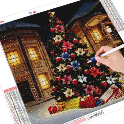 Diamant Schilderij Kerstboom Vol Vierkant Rond Boor Diamant Borduurwerk Landschap Mozaïek Winter Kerstcadeau Kunst Full Square 30x30CM