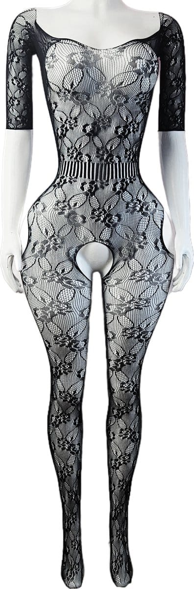 BamBella ® - Panty pak -Onesize - body suit - Dames - Onesize - Erotische jumpsuit van kant lingerie zwart