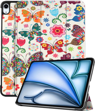 Hoesje - Geschikt voor Apple iPad Air (2024/2025/2026) - 11 inch - Dun & Stevig - Hardcover Book Case - Trifold Bookcase Hoes - Hard Cover - Tablethoes - Vlinders