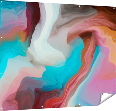 Gards Tuinposter Abstracte Kunst - Kleurrijke Golven - 150x120 cm - Tuindoek - Tuindecoratie - Wanddecoratie buiten - Tuinschilderij