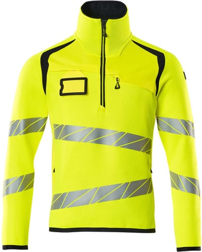 Mascot Accelerate Safe Gebreide trui met korte rits 19005-351 - hi-vis geel/donkermarine - 3XL