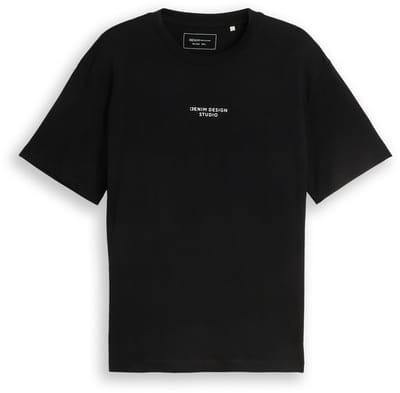 Tom Tailor Denim - T-shirt met relaxte pasvorm en print op de rug - Maat S - Black
