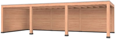 Douglas overkapping, 900 x 400, met achterwand en zijwand, Westwood Modern Plus