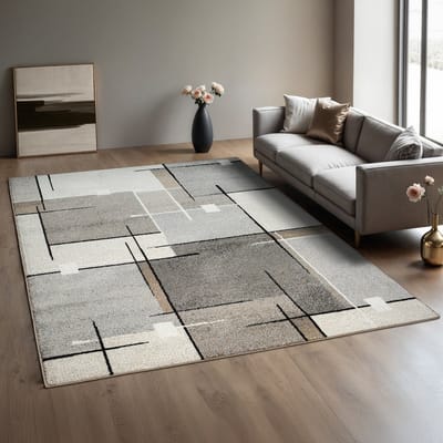 Mia’s Teppiche Modena – moderne korte pool woonkamer & slaapkamer vloerkleed, contour gesneden, beige contour, 80 x 140 cm